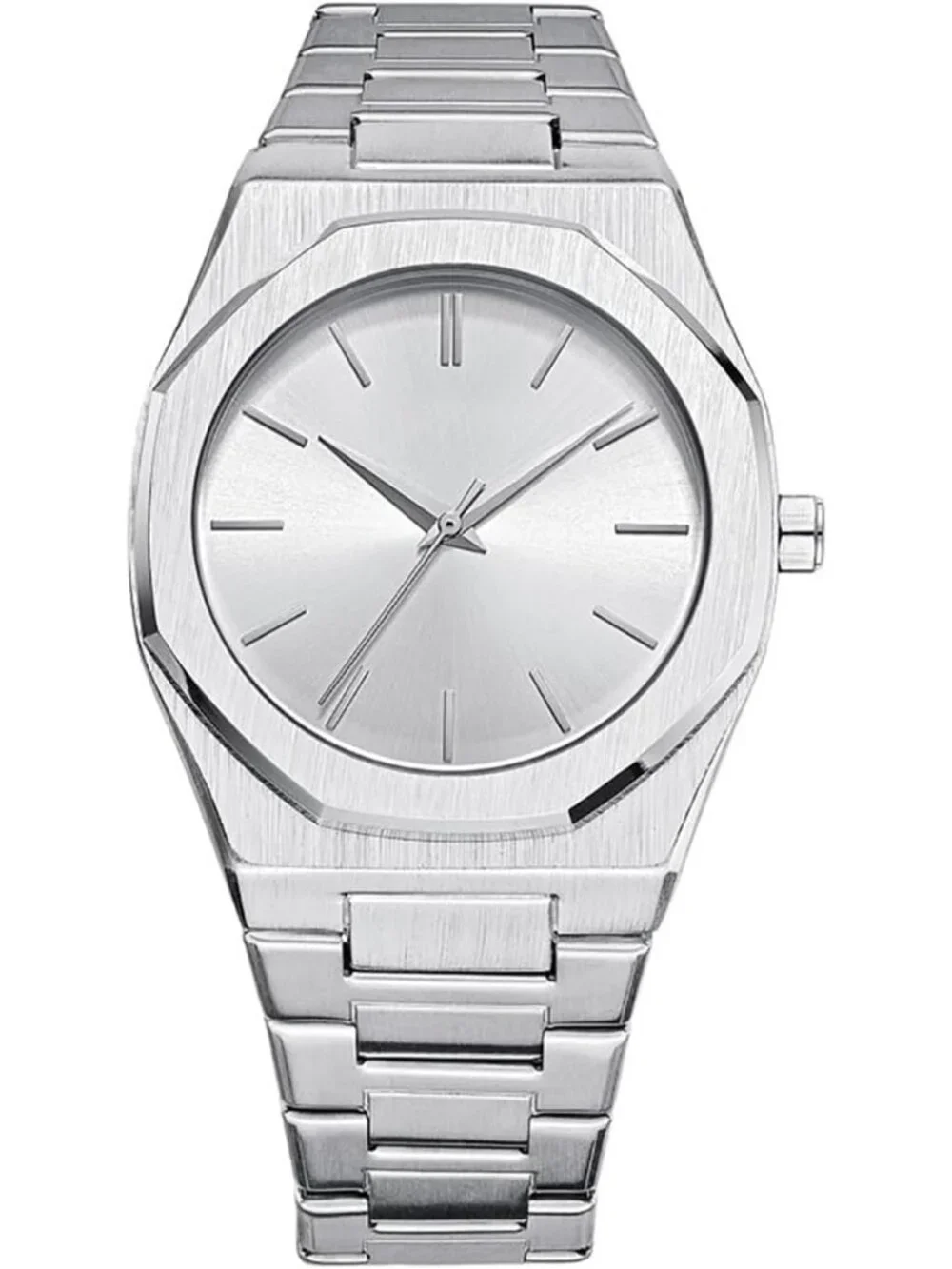 Men's Silver Fashion Analog Stainless Steel Waterproof Classic Dress Wrist Watch